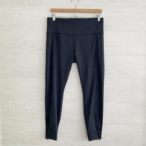 Allyson Felix x Athleta - Black mesh side running leggings zip hems, L